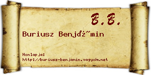 Buriusz Benjámin névjegykártya